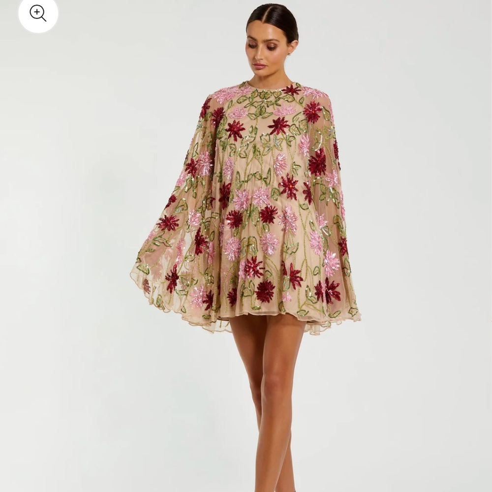 Mac Duggal Tan Sleeveless Embellished Sundress